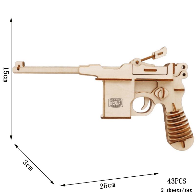 Wooden Assembly Gun Puzzle Model Pistol Rifle Ak47 3D Toy Gun Model Cannot Shoot Educational Toys For Children Adults Boys Gifts