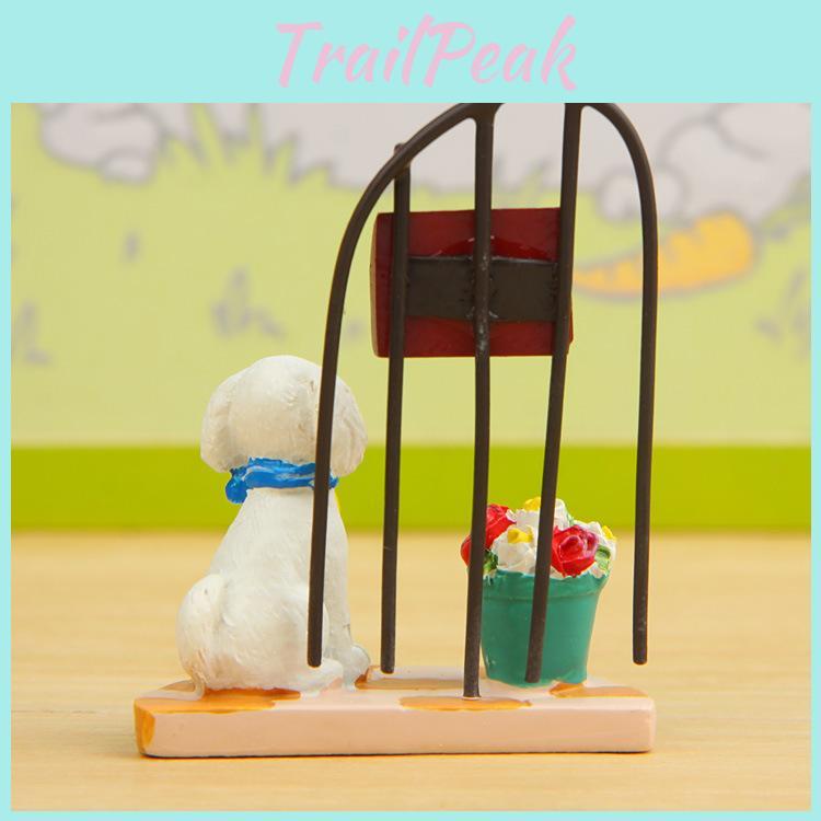 Small Fresh 3d Resin Dog Garden Figurine With Flower Basket For Promotional And Corporate Gifts