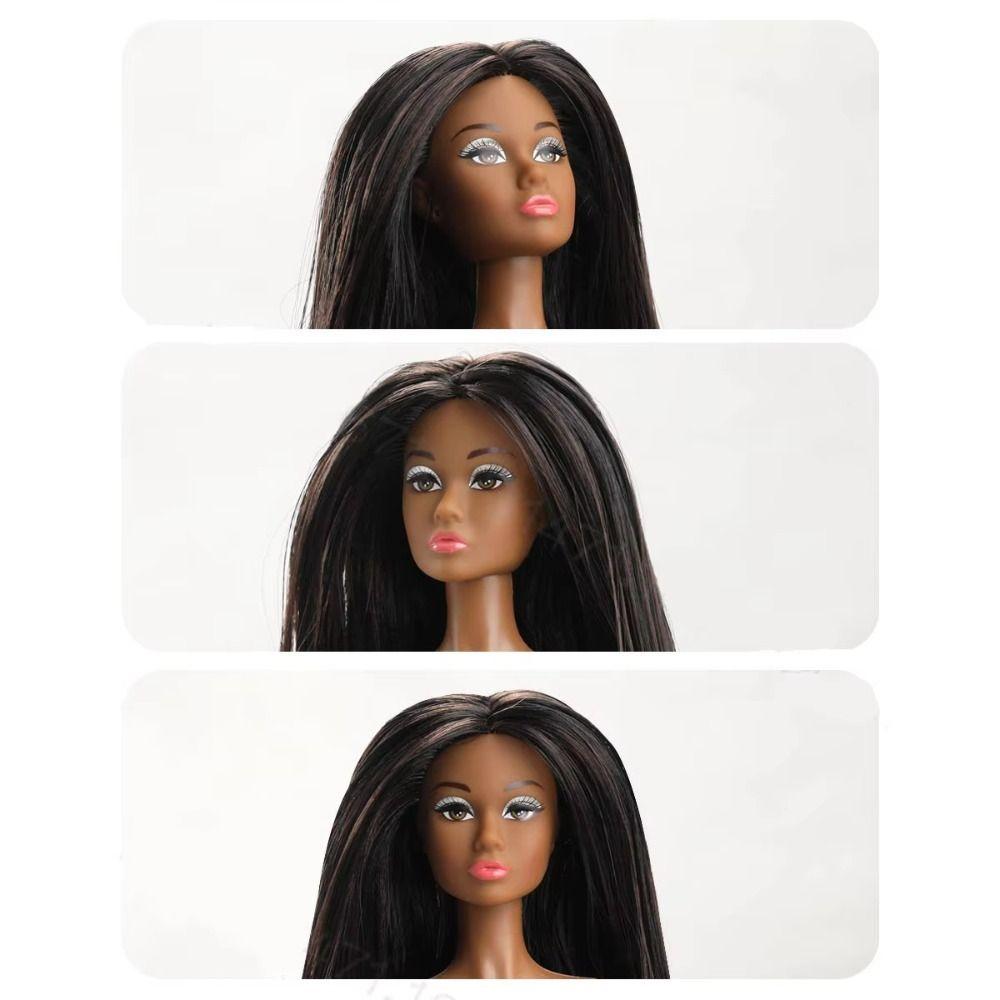 Curly Hair 1/6 Doll Model Dark Skin Action Figure Body Fashion Supermodel Nude Doll  Children Gift