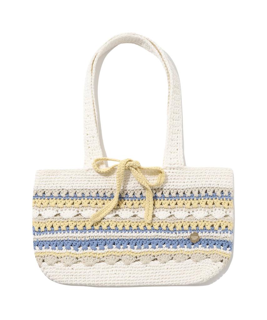 Covernat Woman Clover Heart Knit Tote Bag Ivory