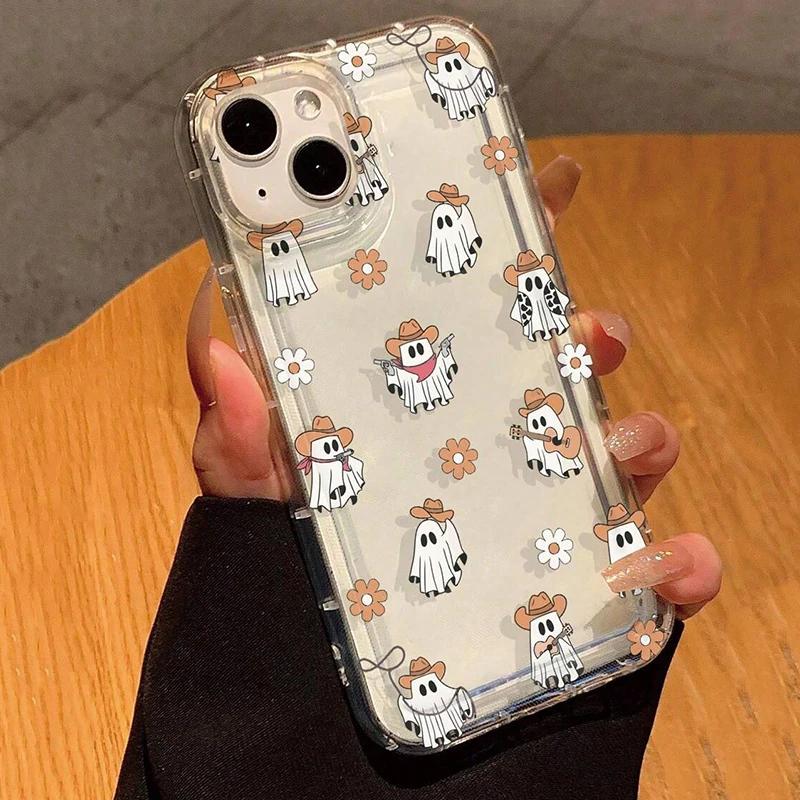 Süßes Halloween Kürbis Geist Muster Handyhülle Für iPhone 16 15 14 11 13 12 Pro Max Mini 7 8 Plus X XR XS Anti-Fall Klare Hülle