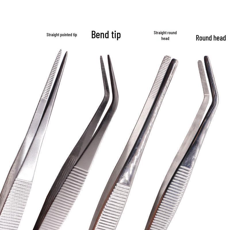 304 Stainless Steel Round Tip Tweezers with Teeth, Non-Slip, Ideal for Aquatic Plant Care and Gardening.