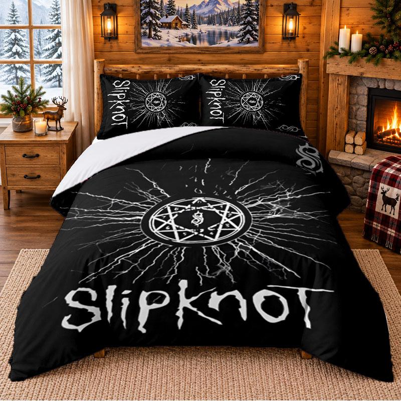 Slipknot Pattern Bedding 3Pcs Set Bed Sheet And Pillowcases For Indoor Bedroom