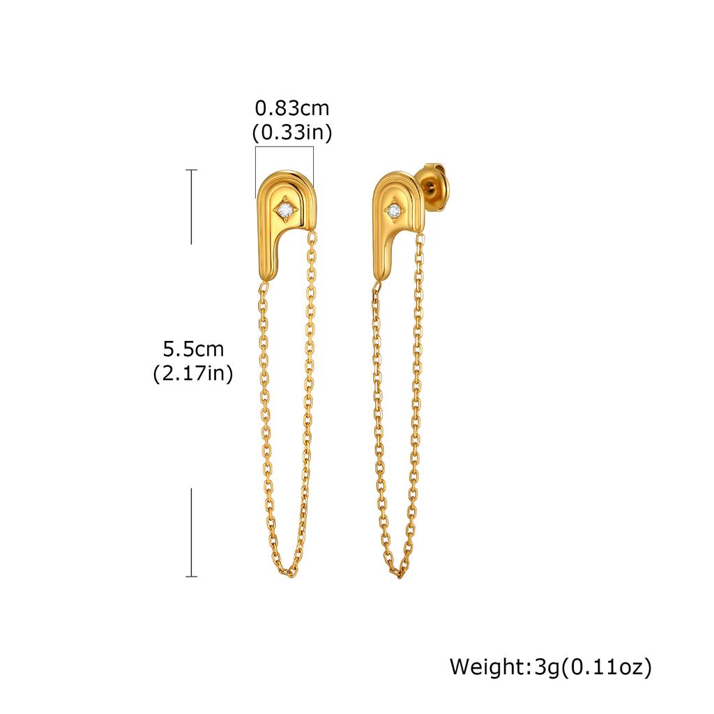 Vnox Stainless Steel Pin Paper Clip Ear Chain Earrings,Long Tassel Drop Dangle Ear Charms Earrings Fashion Jewelry Gift