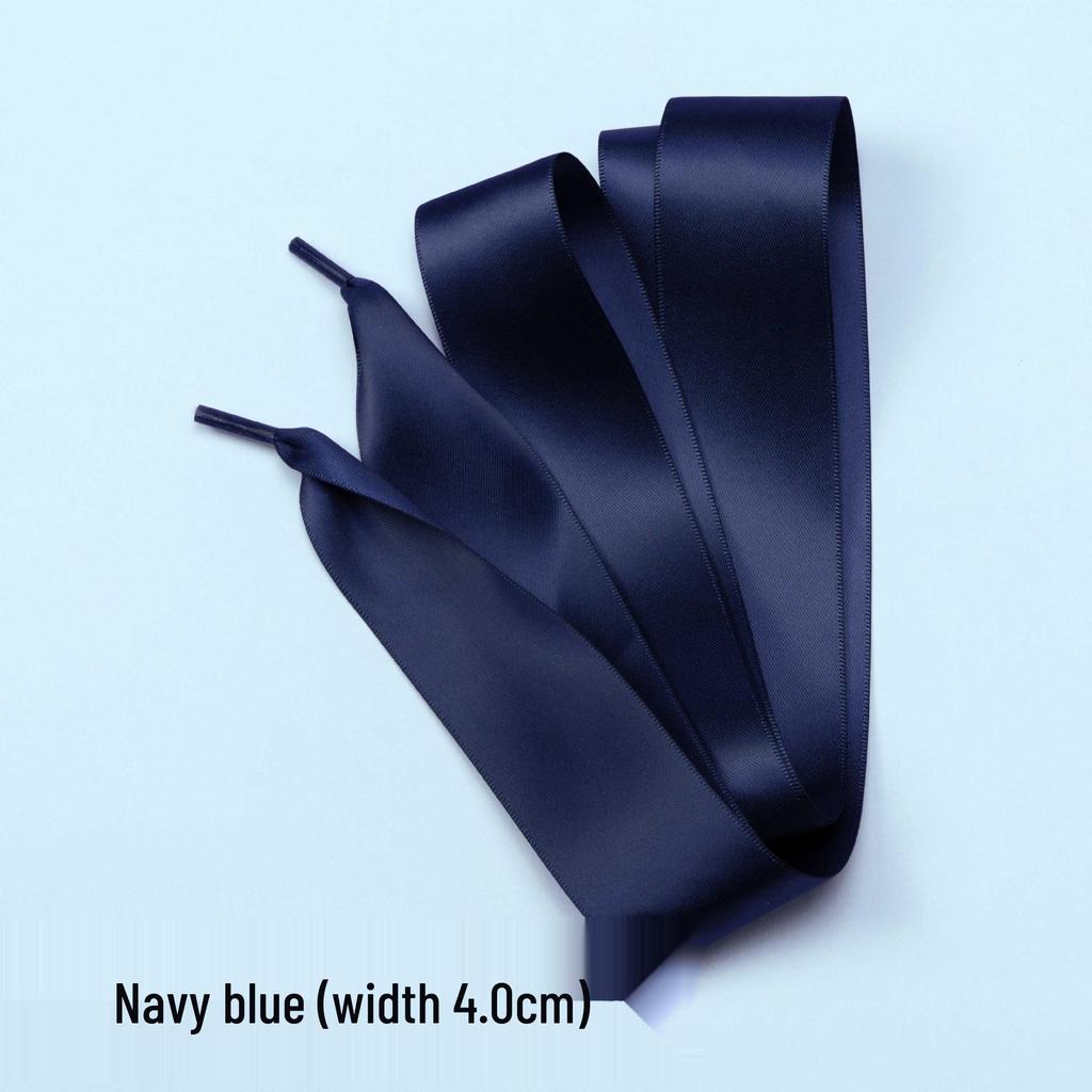 Silk Satin Ballet Bow Shoelaces, 4.0CM Double-Sided Bright White Ribbon Shoelaces