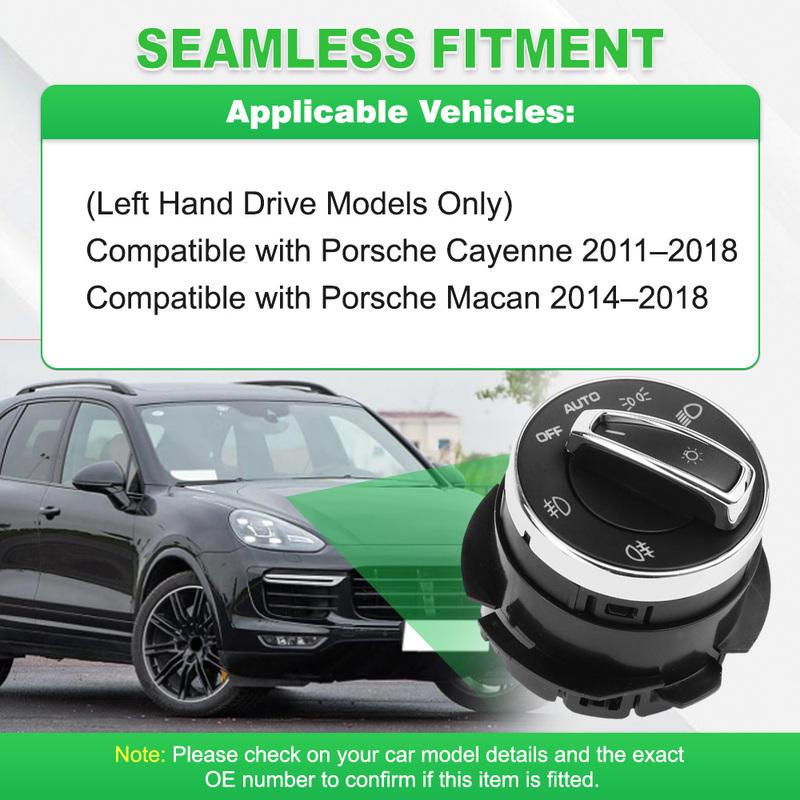4 Pins Headlight Fog Light Lamp Switch With AUTO For Porsche Cayenne 2011–2018 Macan 2014–2018 7P5941531F, 95861353305