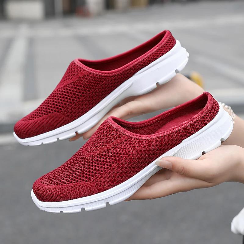 fashion Men Slippers Winter Summer Warm Plush Home Indoor Outdoor Couples Half Slippers Large Size Comfortable Mesh Breathable Slippers