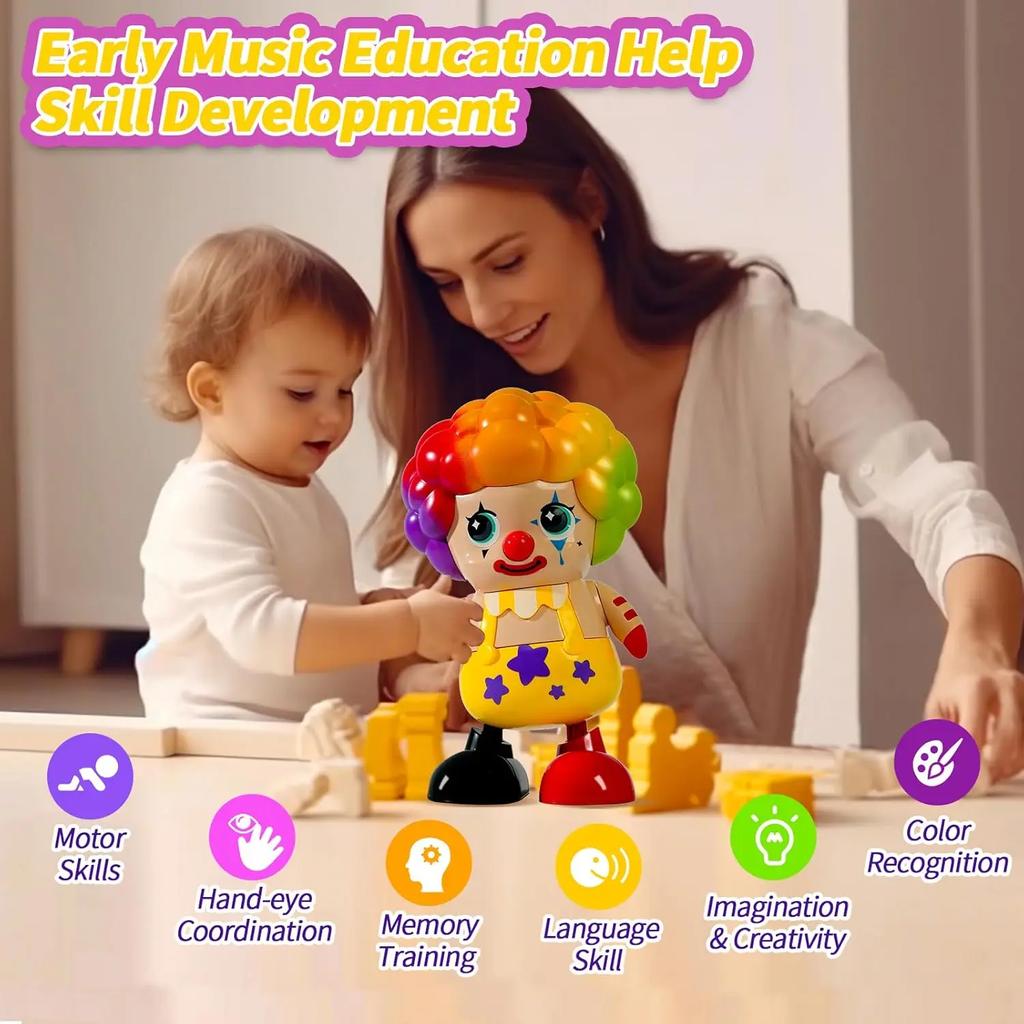 Küçük Çocuk ve Bebekler İçin Dans Eden Palyaço Oyuncakları Erken Öğrenme Eğitici Müzikli Işıklı Palyaço Oyuncakları Cadılar Bayramı Dekorasyonu Erkek Kız Çocukları İçin Hediye