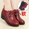 New Fashion Lace Platform Pumps Casual Wedge Waterproof Pointed Toe Soft Leather Shoes for Women Spring Autumn