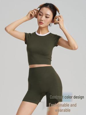 Women's Slimming Breathable Casual Yoga T-shirt - Short Sleeve, Shockproof, Versatile Fitness Wear