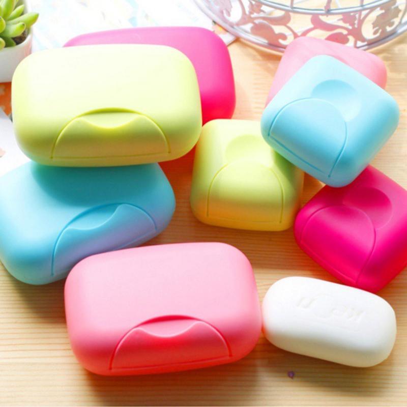 Portable Soap Dish Travel Soap Box Container Bathroom Home Small/big Sizes Candy Color Plastic Soap Dish Holder BXFZH02