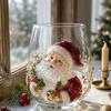 Holiday Beverage Cup, Clear Stemless Christmas Glass with Gold Detail for Table Service and Seasonal Hosting Use
