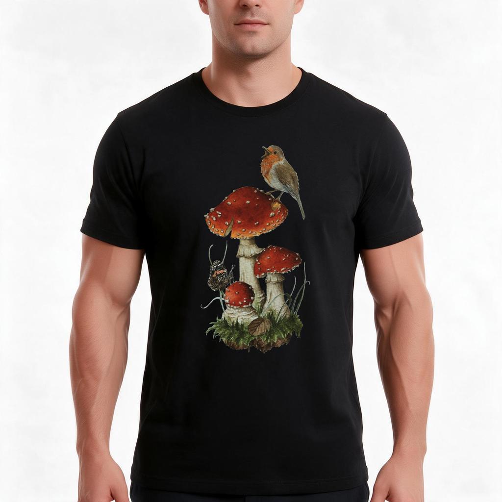 Fly Agaric Mushroom Watercolour Tshirt Summer Casual Cotton Tee Oversized Streetwear Tops Vintage Graphic Print 100 Cotton
