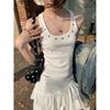 New Slim-fit Top Seasonal Retro Korean Outer Wear U-neck Design Short Hot Girl Pure Desire Suspender Vest Women's Summer Feeling