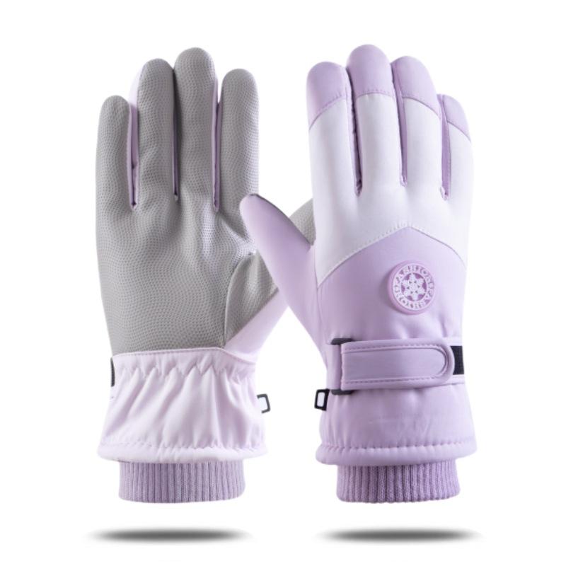 Ski Gloves Men's and Women's Autumn and Winter Windproof Waterproof Outdoor Riding Motorcycle Piled Thickened Warm Finger Gloves
