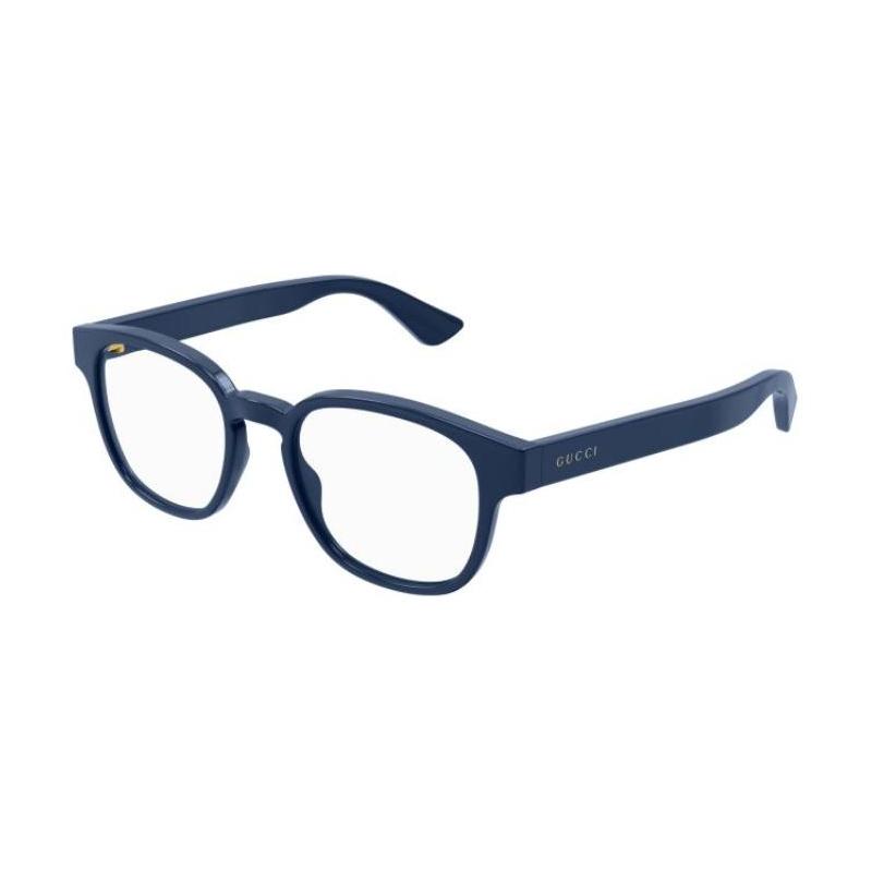 Gucci Temple Logo Square Optical Frame Unisex Couple Style Blue