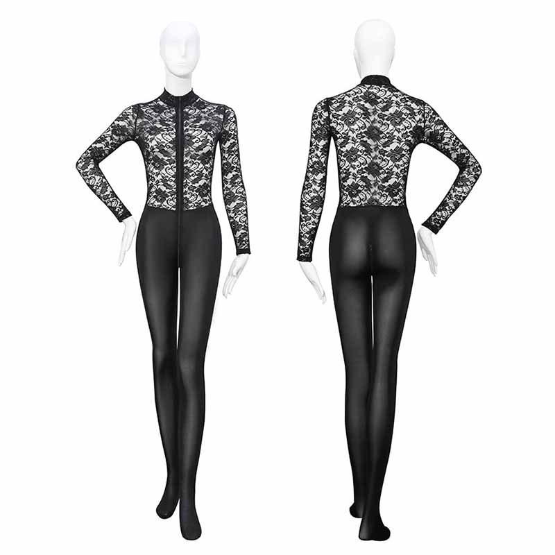 Sexy lingerie female sexy lace perspective secretary up and down double-headed zipper seduction tight uniform no-take onesie