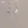 Retro Beaded Asymmetrical Small Fish Flower Ear Buckle Design Sense Temperament Niche Simple Unique Ear Buckle Women