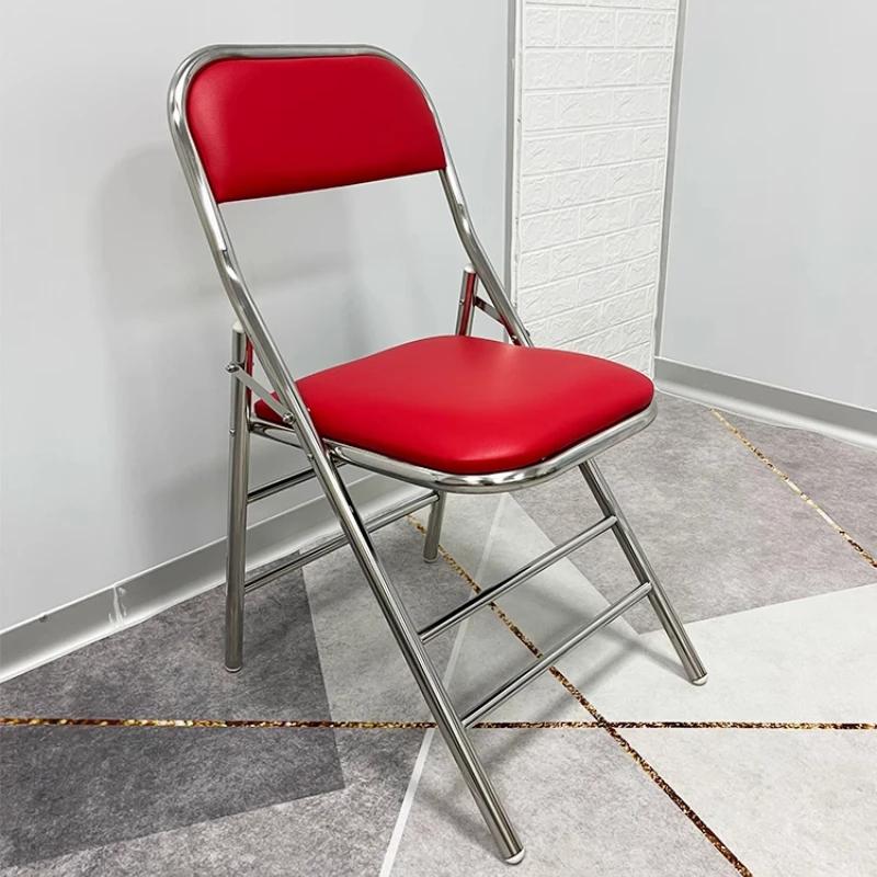 For 304 Stainless Steel Dining Chair Outdoor Heavy-Duty Folding Chair Industrial Backrest Seat Cafe Style Modern Furniture for H