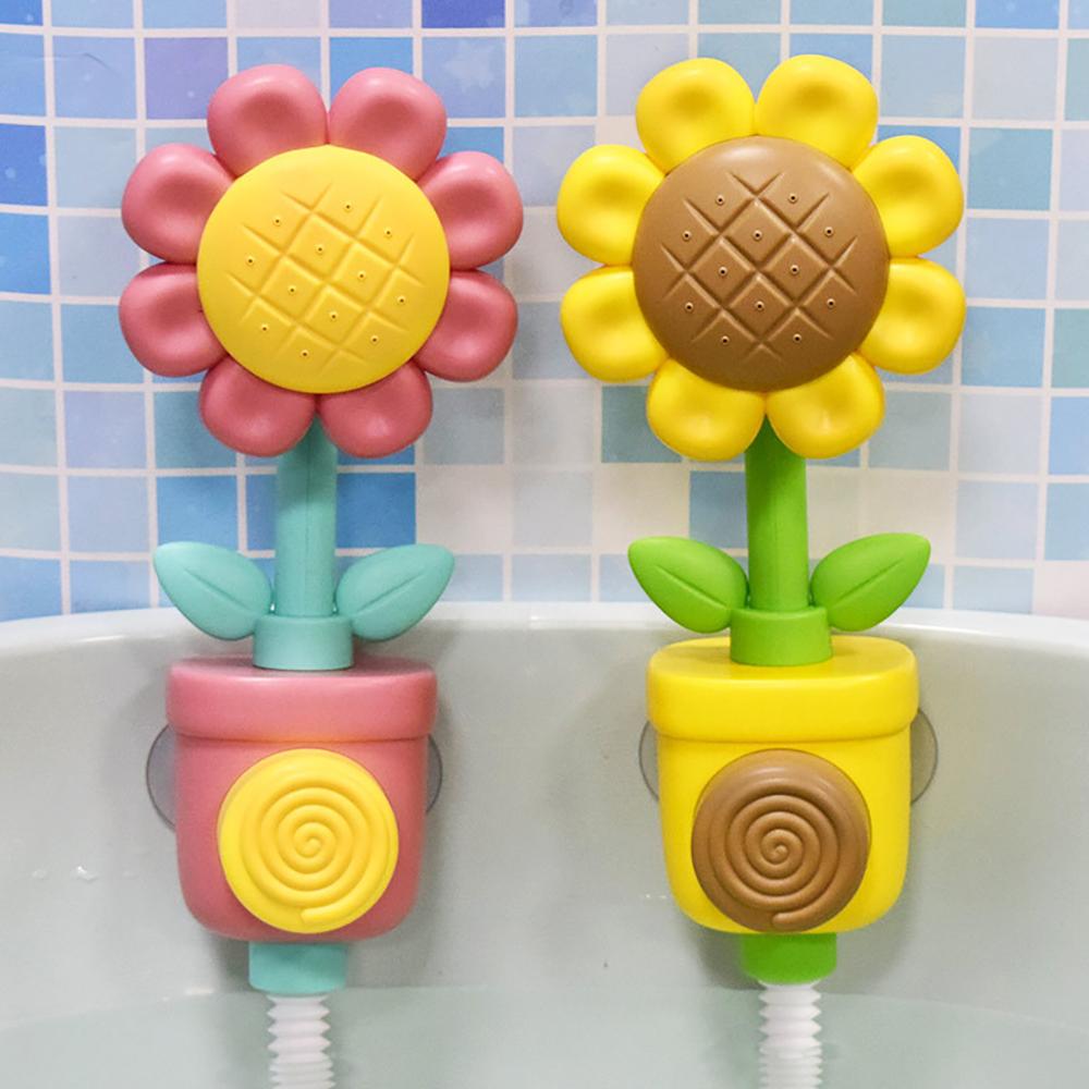 Baby Sunflower Shower Bath Toy Sprinkler Head Spray Water Shower Swim Pool Bathing Bath Ball With Manual Device For Kids Gift
