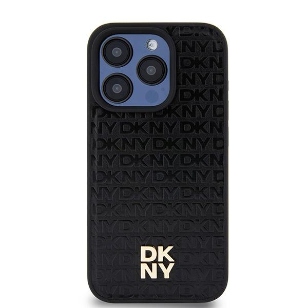 Dkny Dkhmp15Lpshrpsk Iphone 15 Pro6.1 Czarny/Black Hardcase Leather Pattern Monogram Metal Logo Magsafe