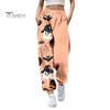 Women Sweatpants Elastic High Waist Adjustable Drawstring Joggers Pants Halloween Pumpkin Print Fitness Pants
