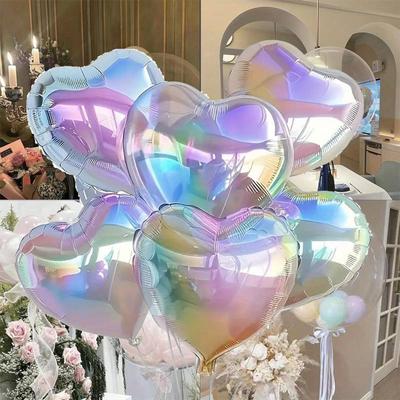 10/20-piece Set of 18-inch Colorful Heart-shaped Aluminum Foil Balloons, Perfect for Holiday Party Decorations.