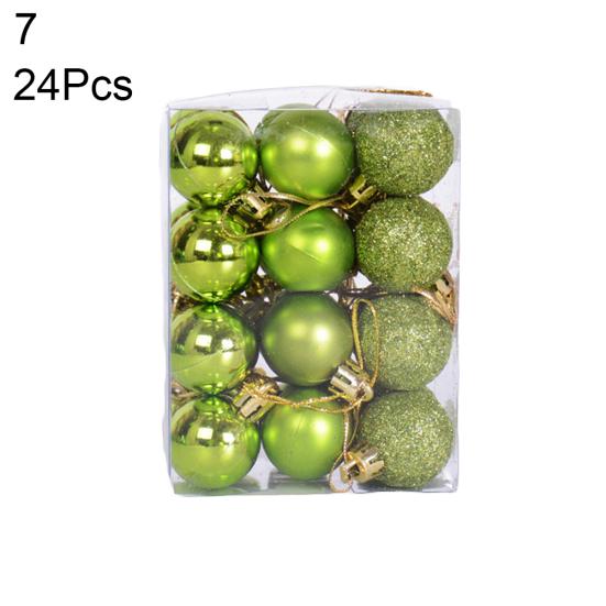 24 Stück 3 cm große Kunststoff-Weihnachtsbaumkugeln für Zuhause, Party, hängende Ornamente