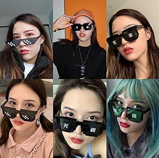 LEISURE CLUB Mosaic Sunglasses, Cosplay Glasses, Birthday Props, Unisex, Funny Pixel Fashion Party Supplies
