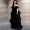 Black Evening Dress Skirt Light Luxury Niche French Tutu Skirt Host Female Summer Art Examination Graduation Adult Ceremony Feeling