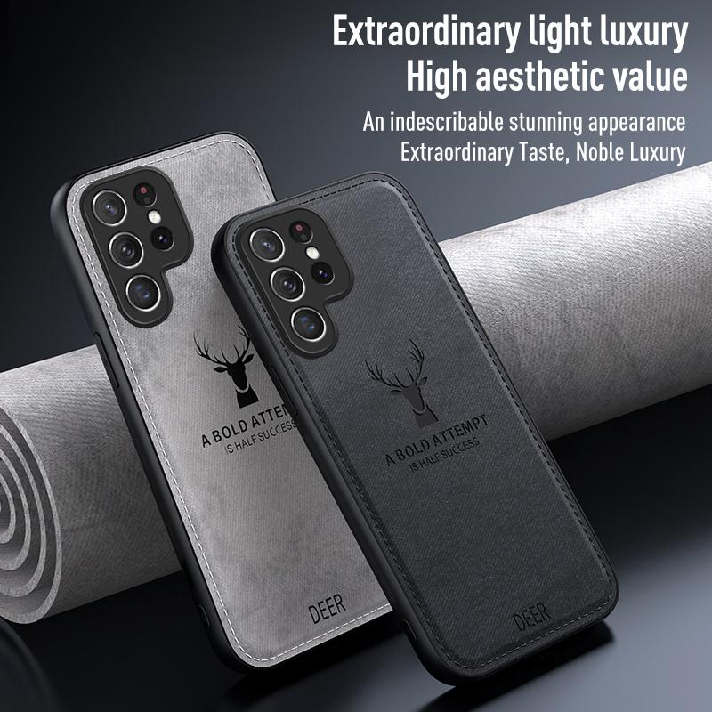Leather Deer Case For Samsung Galaxy S8 S9 S10 S20 Note 8 9 10 Plus 20 S21 S22 S23 S24 Ultra Shockproof Soft Cover