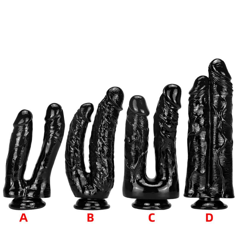 Female Pulls Anterior Yin and Posterior Court with Two-pronged Double-headed Penis Anal Plug Training Masturbation Device Sex Products