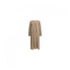 Shop   Women Round Neck 3 Tier Ruffle Suede Corduroy Long Dress Beige Pic Wdr 20