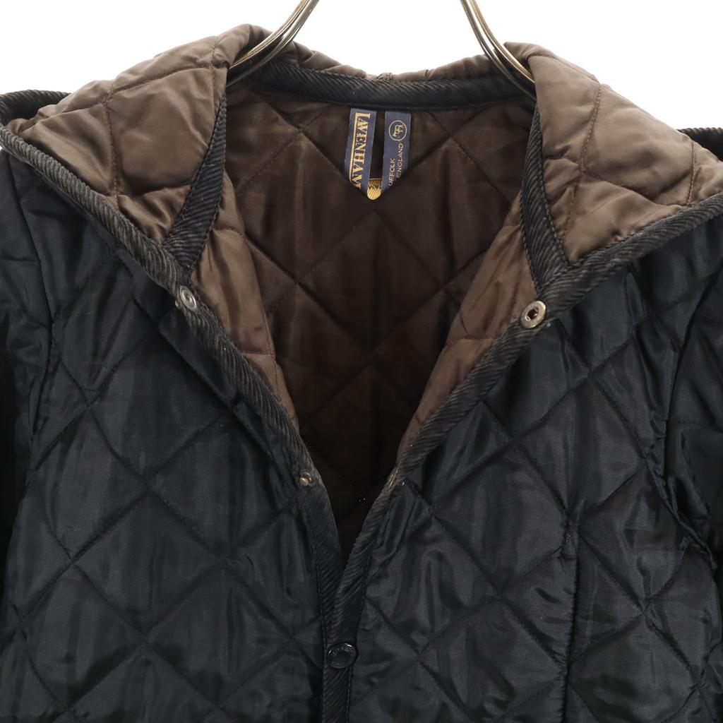 LAVENHAM Made In England Quilted Jacket 36 Black Cotton Filling Women Used