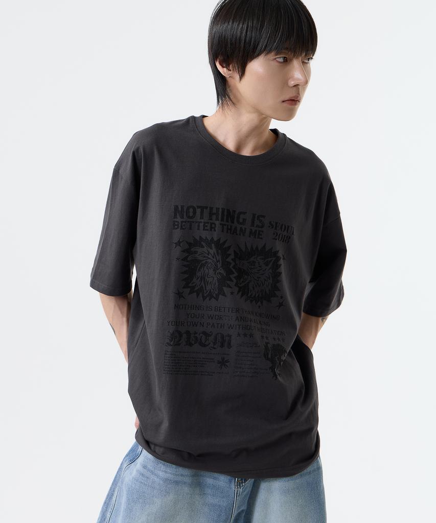 Nasttingijeubeleoldaenmi Retro Graphic Tee_Charcoal