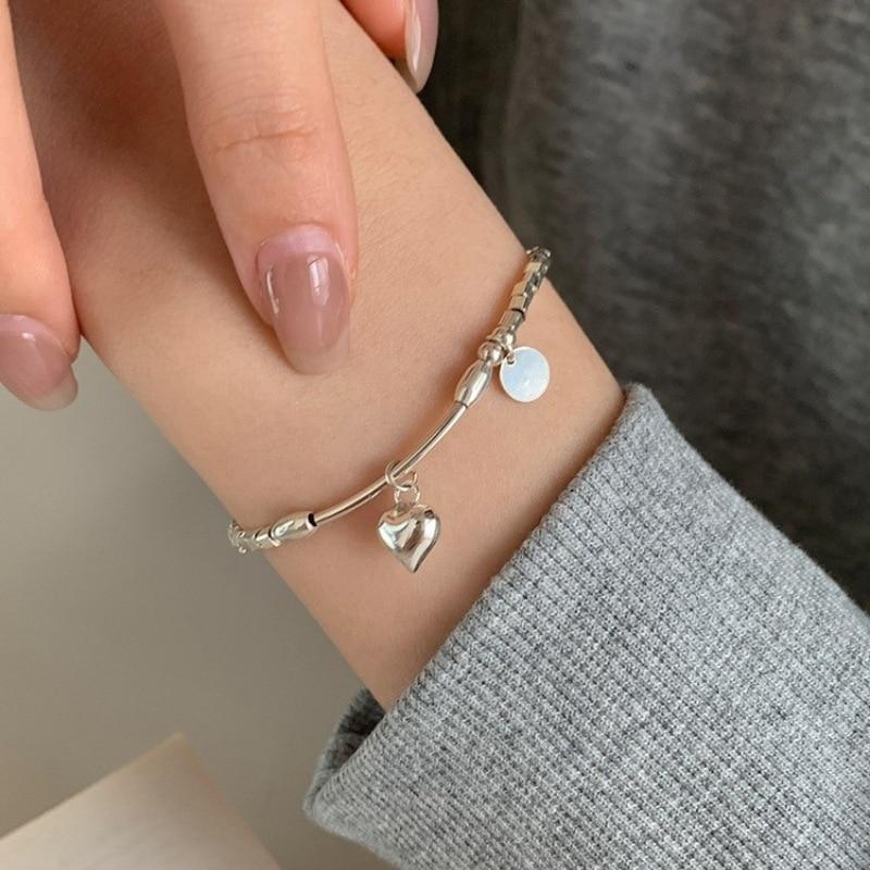 VENTFILLE Bracelet en argent sterling 925 avec perles et nœuds en bambou pour femme et fille, bijoux coréens simples, cadeau d'anniversaire, livraison directe