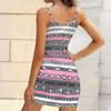 Summer New Retro Geometry  Patterns  Print Sleeveless Bodycon Dress with Pockets Sexy Slim Fit Elegant Party Dress