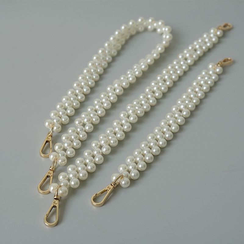 New Fashion Woman Handbag Accessory Parts Puring White Pearl Acrylic Resin Chain Luxury Solid Strap Women Vintage Clutch Chains