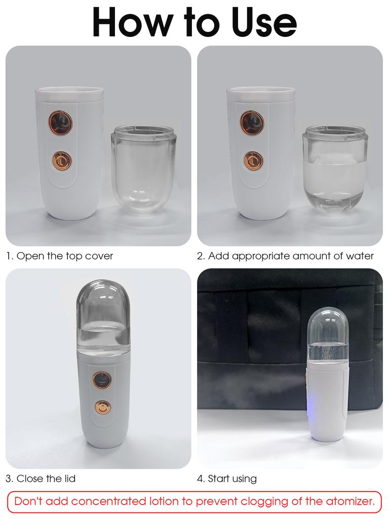 1pc Facial Steamer Nano Spray Moisturizing Vaporizer Face Mist Cold Spray Machine Humidifier Portable Beauty Humidificador