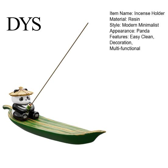 Incense Ash Catcher Fishing Panda Stick Holder, Leaf Boat Burner, Sticks Holder Tray for Yoga Meditation Spa Room Decoration Hand Painted