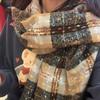 Tassel Retro Contrast Plaid Scarf Women's Niche Winter Korean Versatile Warm Scarf Student Imitation Cashmere Shawl