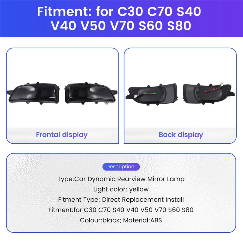 Car Dynamic Rearview Mirror Lamp Turn Signal Lights LED Indicator Lights For Volvo C30 C70 S40 V40 V50 V70 S60 S80