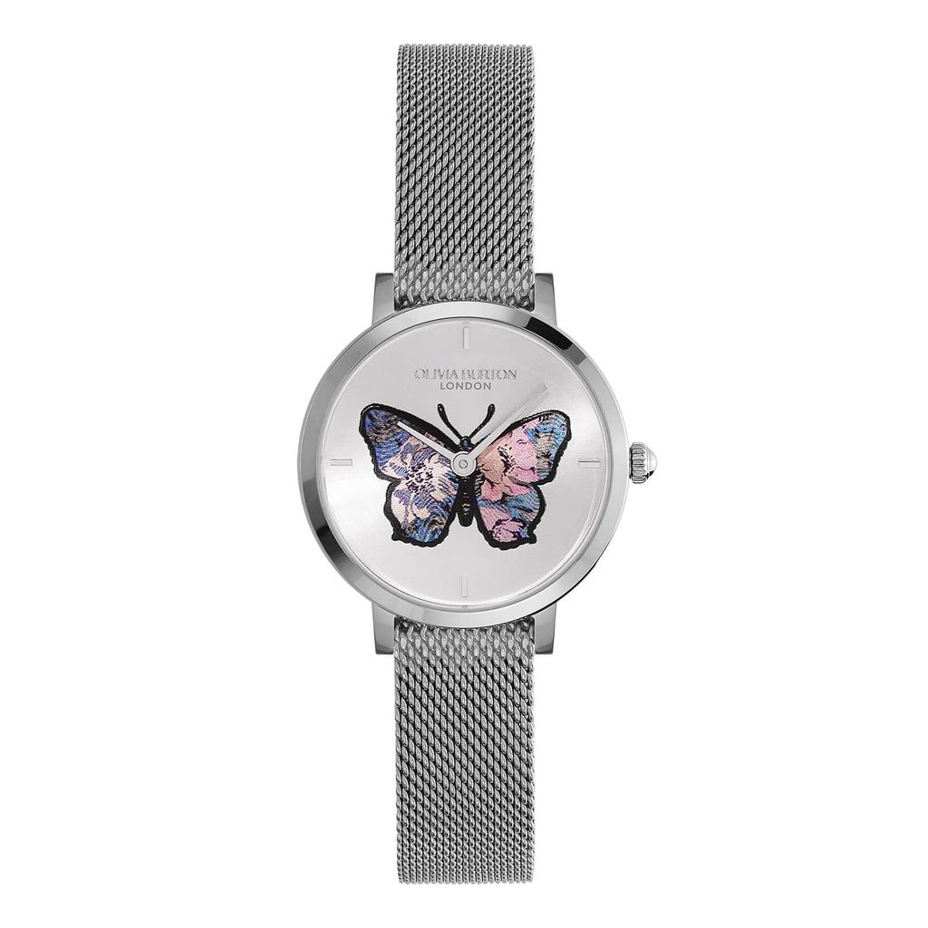 Authorized Dealer Olivia Burton Watch Ladies Ob24000127 Signature 28mm Butterfly Ultra Slim Silver Mesh Watch [OLIVIA BURTON]