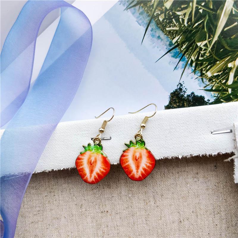 Süße Mode Früchte Wassermelone Erdbeere Anhänger Hängende Ohrringe für Damen Süße Kiwi Zitrone Orange Tropfenohrringe Mädchen Schmuck