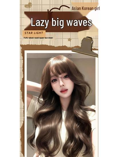 Big Wave Women's Long Curly Wig - Natural Look, Middle Part, Autumn/Winter Style