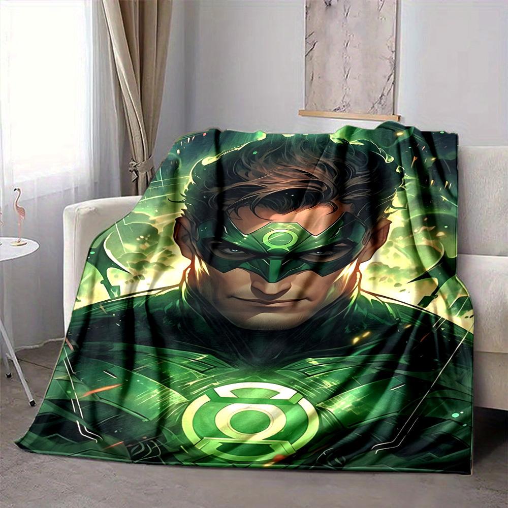 1pc Green Lantern Blanket Polyester Fiber, All Season Comfort for Sofa, Bed, Office, Car, Camping Ideal Home Decor & Gift, Office Comfort