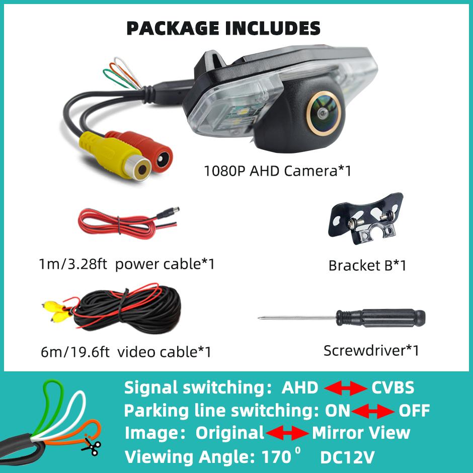 Backup Camera Rear View Reverse Cam HD 170° AHD1080P or 720P Parking for Honda Pilot Accord Civic EK FD Odyssey Acura TSX