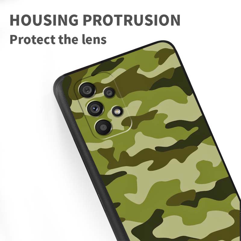Creative Camouflage Pattern For Samsung A73 A72 A71 A55 A54 A53 A52 A51 A13 A22 A16 A15 A12 A14 A26 A07 5G Black Phone Case