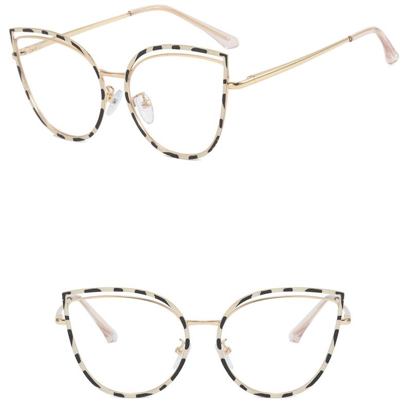 Women's Glasses Anti-Blue Light Fashion Retro Characteristic Artistic Hollow Cat's Eye Plain Glasses Student Commuter Street Shooting Travel Glasses