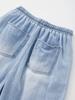 Icaruk Blue Washed Linen Elastic Waist Denim Shorts Dspt101